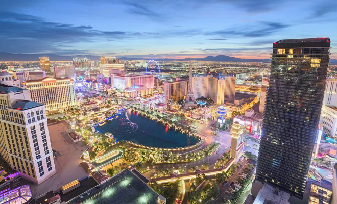 skyline overhead picture of las vegas resorts
