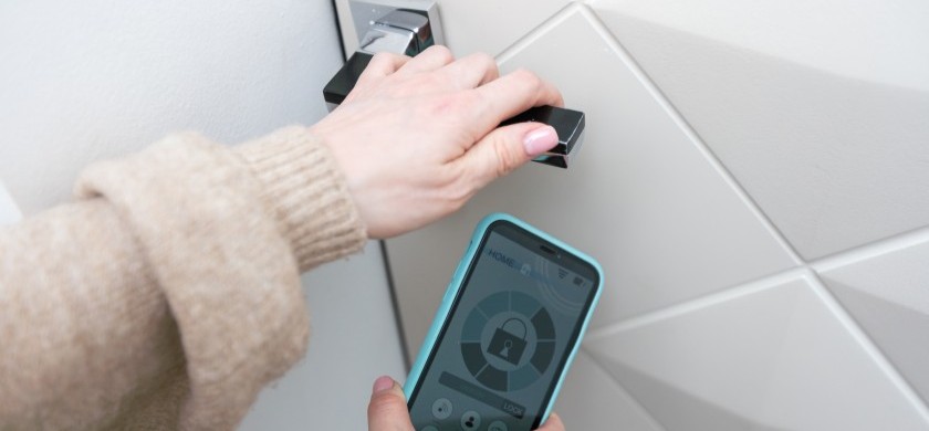 unlocking a hotel door via an app